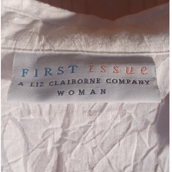 NWT Liz Claiborne White Button Up Tunic Top Pineapple Buttons Women's Small - Picture 5 of 7